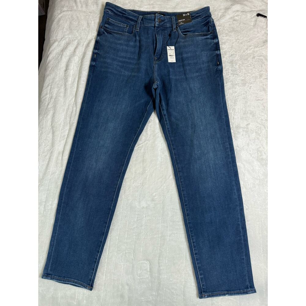 Express Athletic Slim Dark Wash Stretch Jeans Men’s Size 33 x 32 NWT